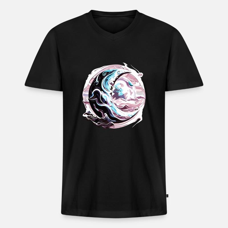 Chrom Halbmonds - Männer Premium Bio T-Shirt mit V-Ausschnitt - Schwarz