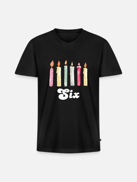 6th Anniversary Candle - Men's Premium Organic T-shirt with V-neck - black