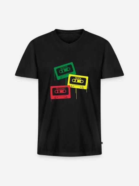 Roots, rock, reggae - Men's Premium Organic T-shirt with V-neck - black