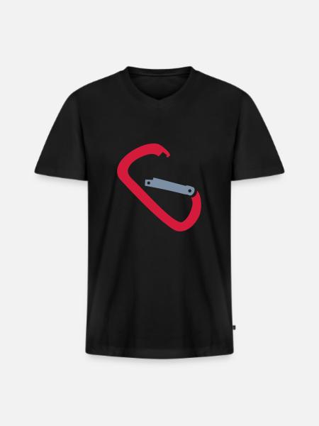 Karabiner - Männer Premium Bio T-Shirt mit V-Ausschnitt - Schwarz