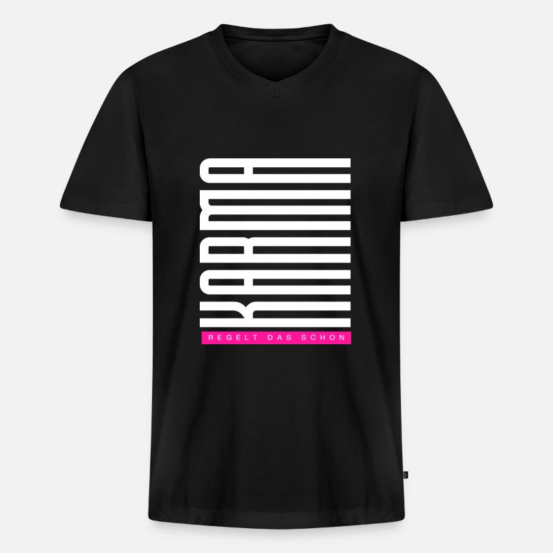 Karma. Regelt das schon - Männer Premium Bio T-Shirt mit V-Ausschnitt - Schwarz