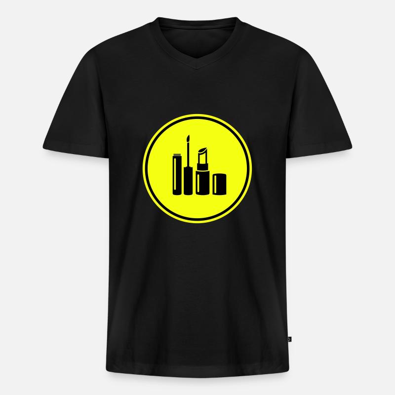 Make Up Kosmetik Icon - Männer Premium Bio T-Shirt mit V-Ausschnitt - Schwarz