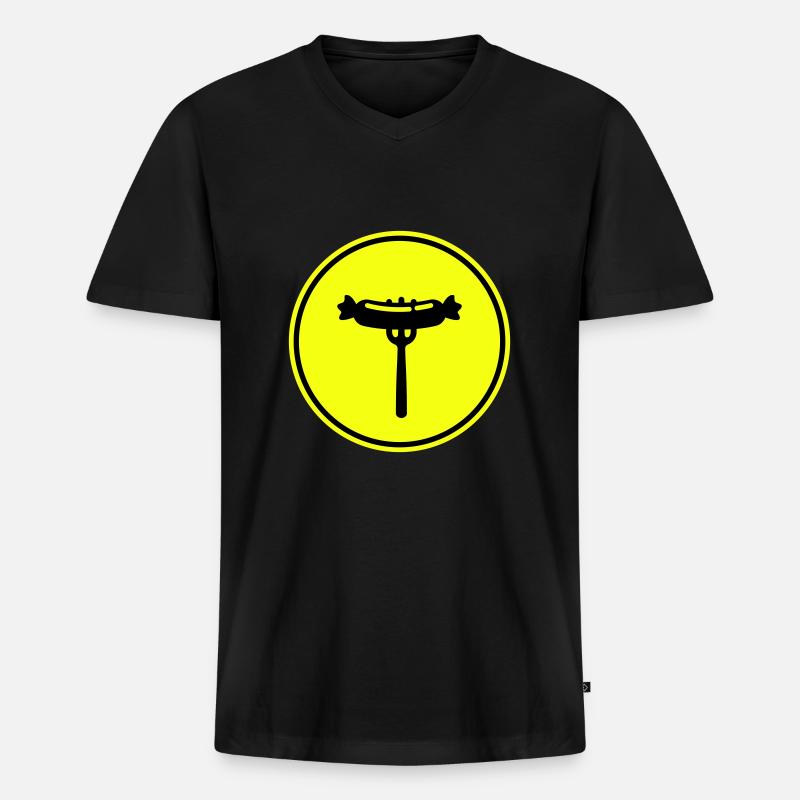 Bratwurst Fleisch icon - Männer Premium Bio T-Shirt mit V-Ausschnitt - Schwarz