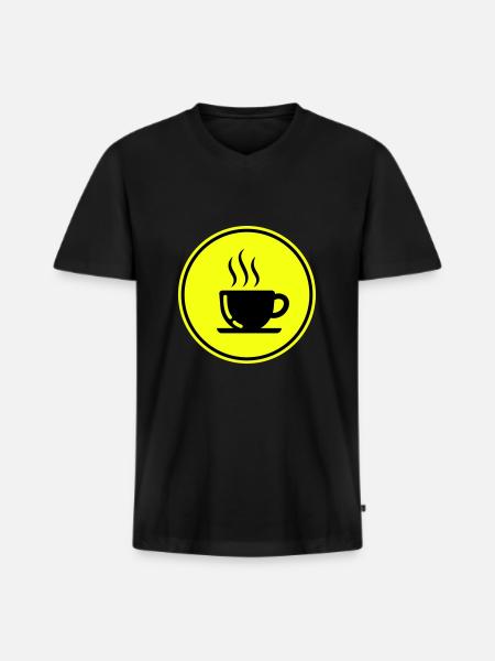 Kaffeetasse - Männer Premium Bio T-Shirt mit V-Ausschnitt - Schwarz