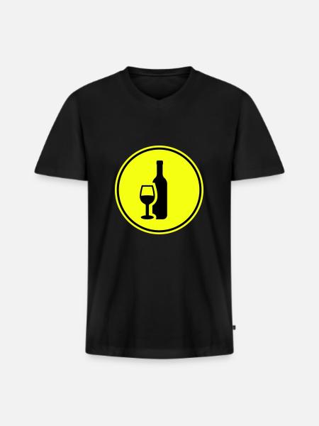 Wein Icon - Männer Premium Bio T-Shirt mit V-Ausschnitt - Schwarz