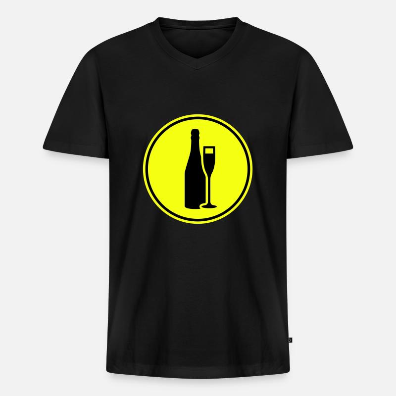 Rotwein Symbol - Männer Premium Bio T-Shirt mit V-Ausschnitt - Schwarz