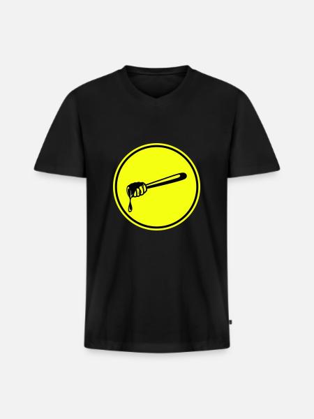 Stick chisel symbol beekeeper - Men's Premium Organic T-shirt with V-neck - black