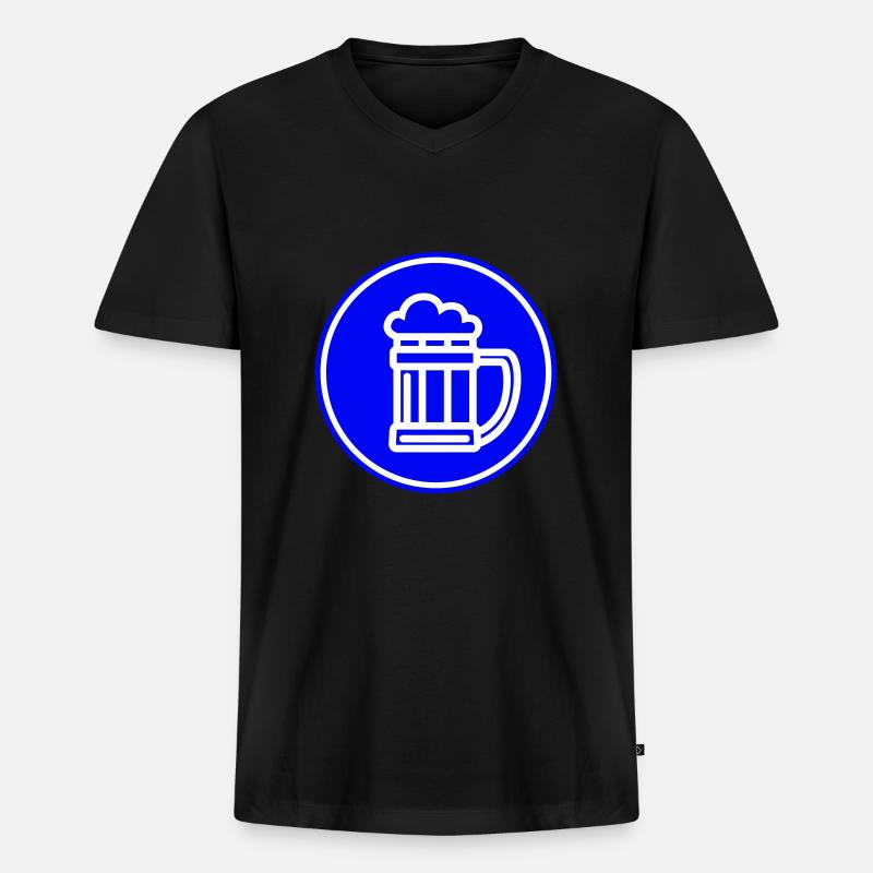 Bier Icon Symbol - Männer Premium Bio T-Shirt mit V-Ausschnitt - Schwarz