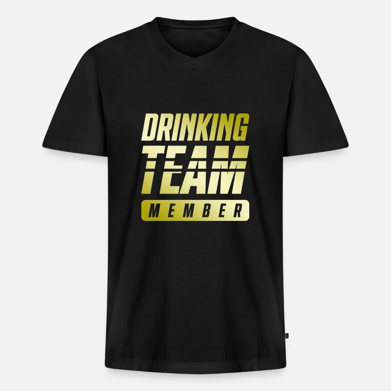 Drinking Team - Männer Premium Bio T-Shirt mit V-Ausschnitt - Schwarz