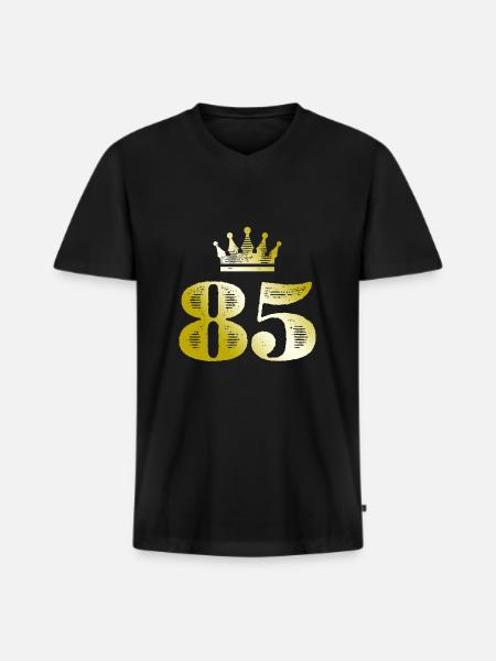 85 Number Crown Gold - Men's Premium Organic T-shirt with V-neck - black