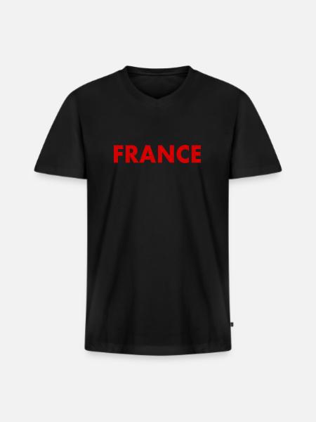 France - Men's Premium Organic T-shirt with V-neck - black