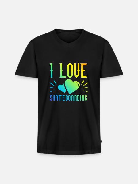 Ich Liebe Skateboard - Männer Premium Bio T-Shirt mit V-Ausschnitt - Schwarz