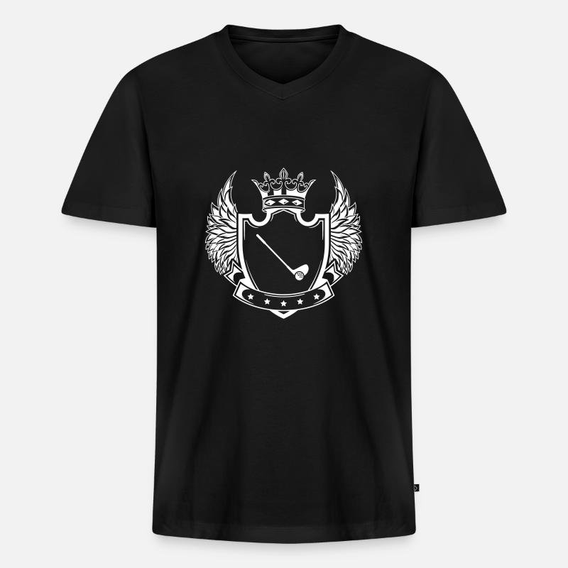 Golf Wappen - Männer Premium Bio T-Shirt mit V-Ausschnitt - Schwarz