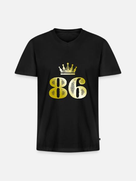 86 Number Crown Gold - Men's Premium Organic T-shirt with V-neck - black