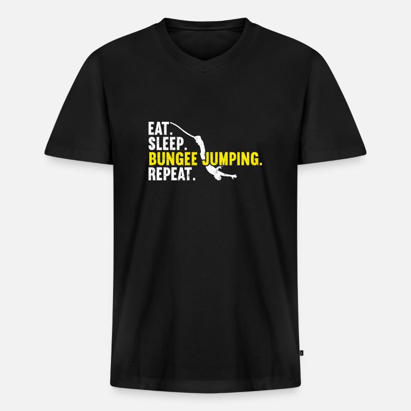 Bungee-Jump Bungee-Jumping - Männer Premium Bio T-Shirt mit V-Ausschnitt - Schwarz