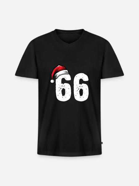 66 Numéro Noël - T-shirt encolure en V Premium bio Homme - noir