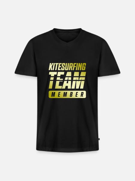 Kitesurfing Team - Männer Premium Bio T-Shirt mit V-Ausschnitt - Schwarz