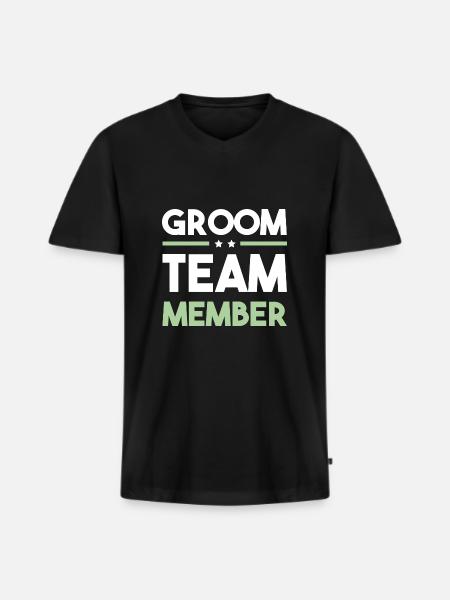 Groom Team - Männer Premium Bio T-Shirt mit V-Ausschnitt - Schwarz