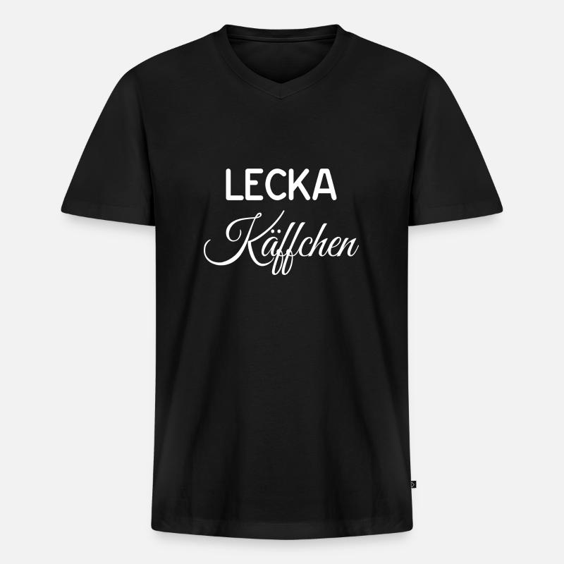 LECKA Käffchen - Männer Premium Bio T-Shirt mit V-Ausschnitt - Schwarz