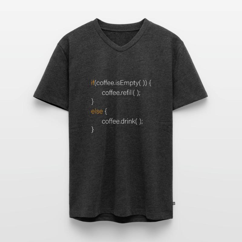 Informaticien café programmeur café codeur code T-shirt encolure en V Premium bio Homme