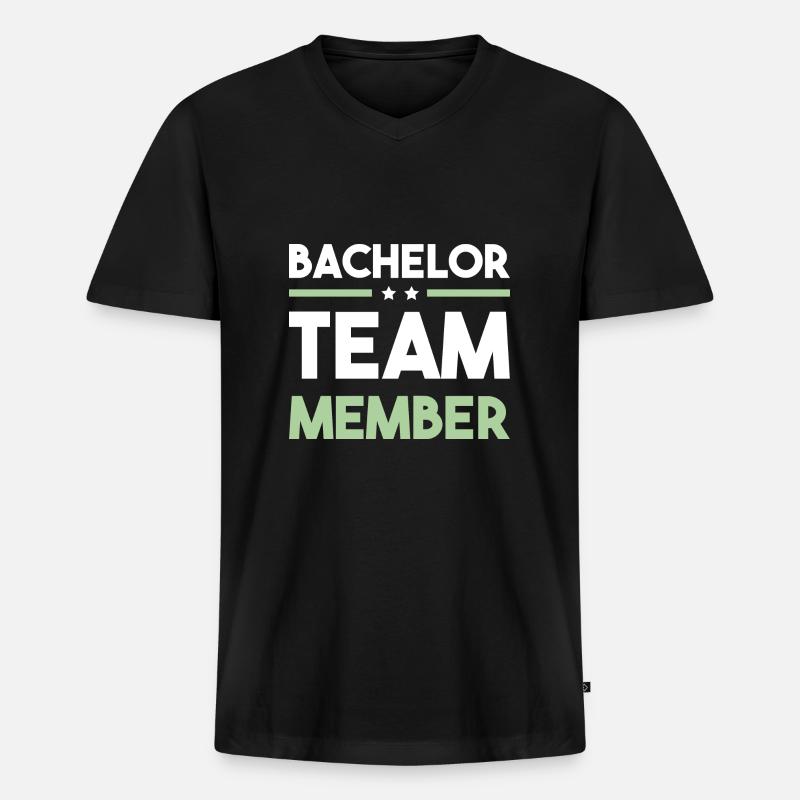 Bachelor Team - Männer Premium Bio T-Shirt mit V-Ausschnitt - Schwarz