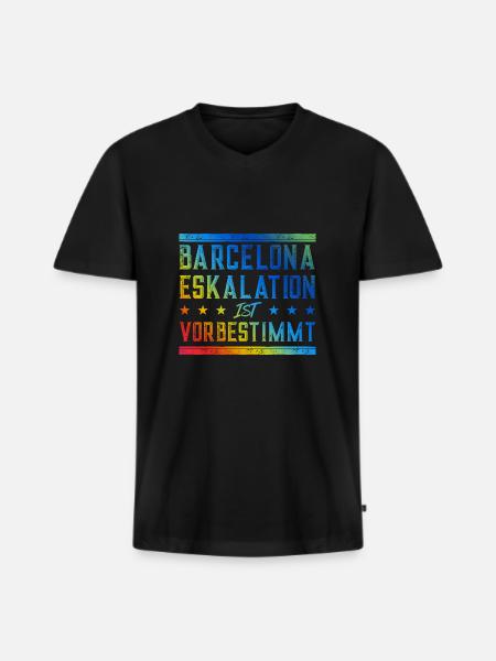 Barcelona Eskalation - Männer Premium Bio T-Shirt mit V-Ausschnitt - Schwarz