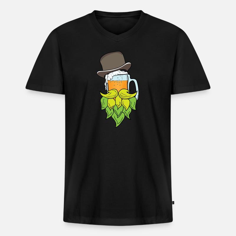 Ein Bier mit Bart - Männer Premium Bio T-Shirt mit V-Ausschnitt - Schwarz