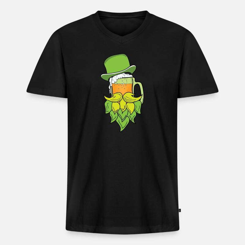 St Patricks beer beard - Männer Premium Bio T-Shirt mit V-Ausschnitt - Schwarz