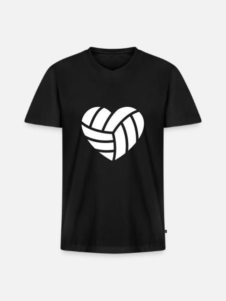 Volleyball heart - Men's Premium Organic T-shirt with V-neck - black