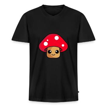 Svamp Serie - Ekologisk premium-T-shirt med V-ringning herr - svart - Fram - Nico (187cm)