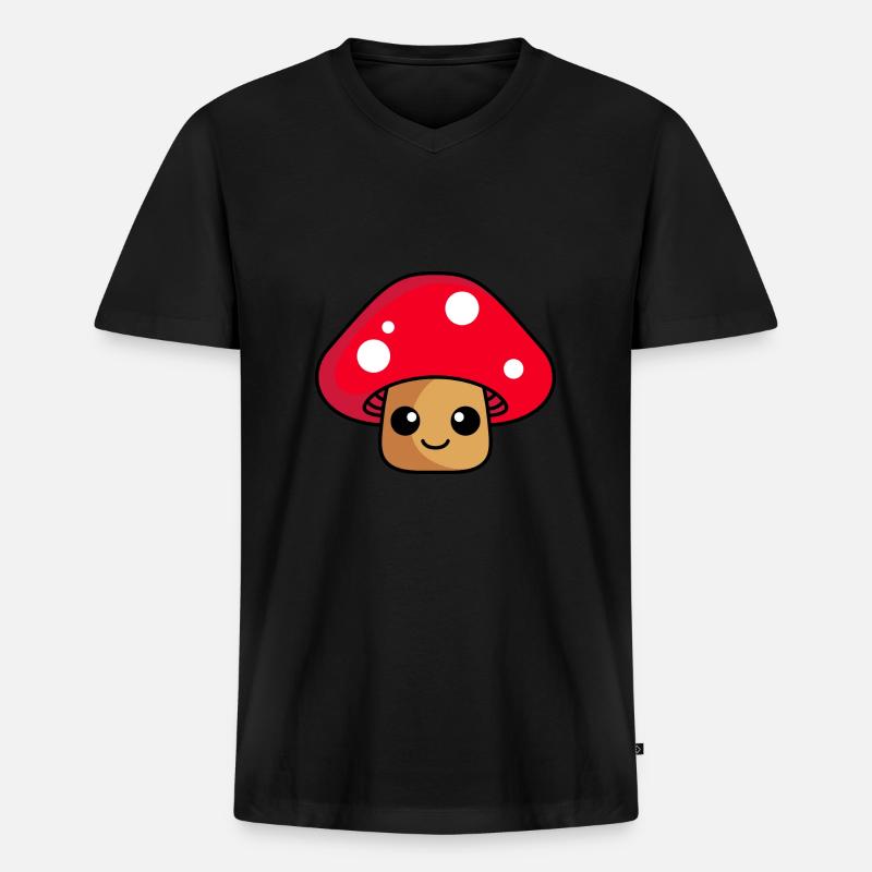 Pilz Comic - Männer Premium Bio T-Shirt mit V-Ausschnitt - Schwarz