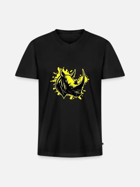 Rhinoceros Animal Head - Men's Premium Organic T-shirt with V-neck - black