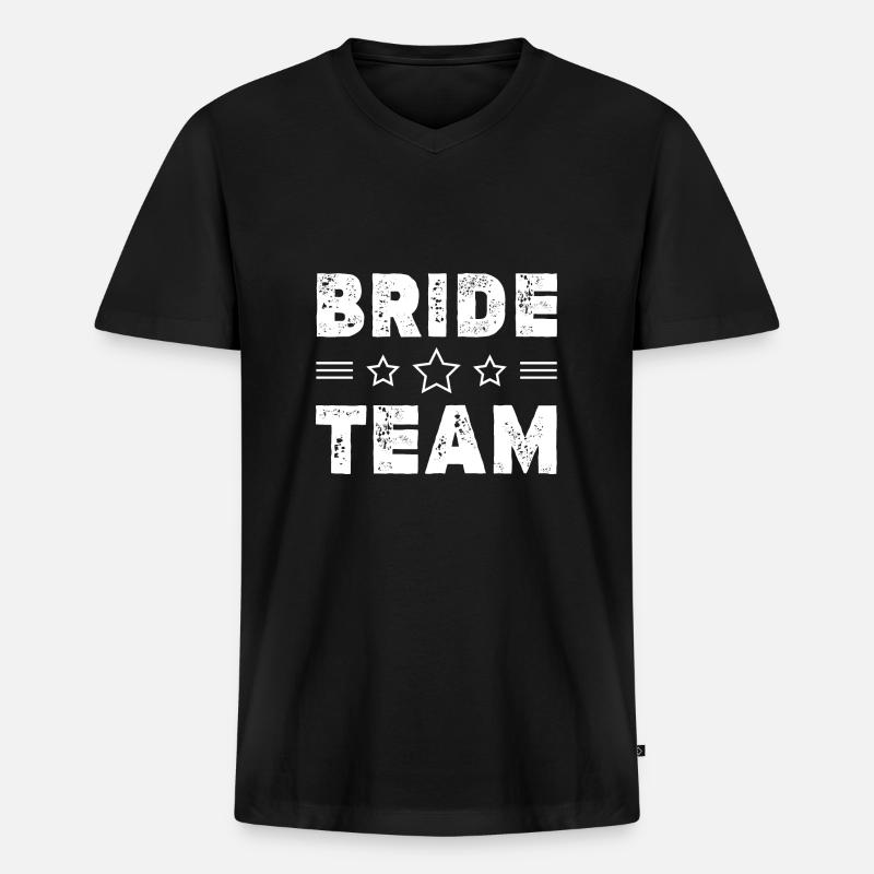 Bride Team - Männer Premium Bio T-Shirt mit V-Ausschnitt - Schwarz