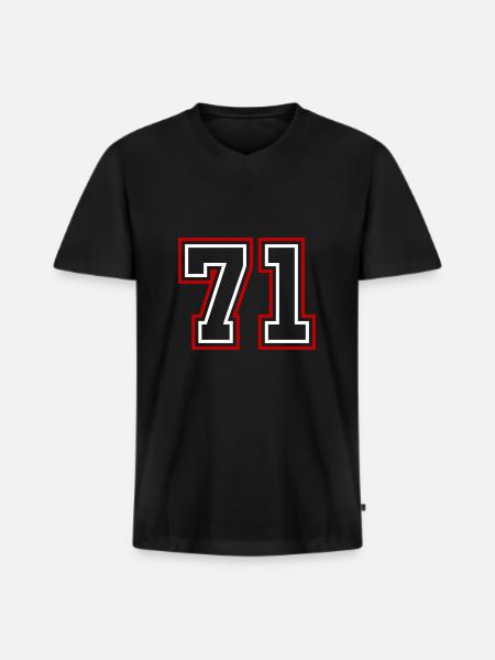 71 Zahl nummer - Männer Premium Bio T-Shirt mit V-Ausschnitt - Schwarz