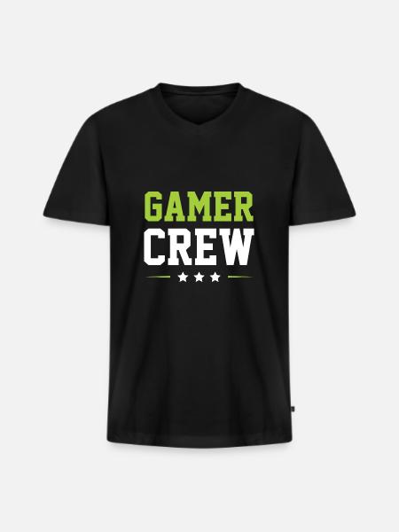 Gamer Crew - Männer Premium Bio T-Shirt mit V-Ausschnitt - Schwarz