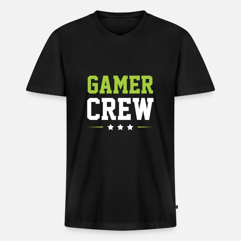 Gamer Crew - Männer Premium Bio T-Shirt mit V-Ausschnitt - Schwarz