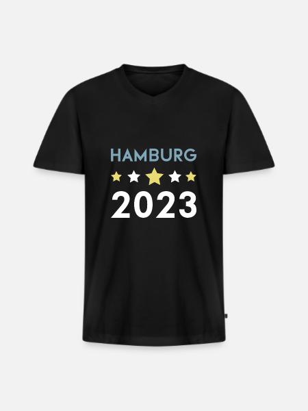 Hambourg 2023 Krone - T-shirt encolure en V Premium bio Homme - noir
