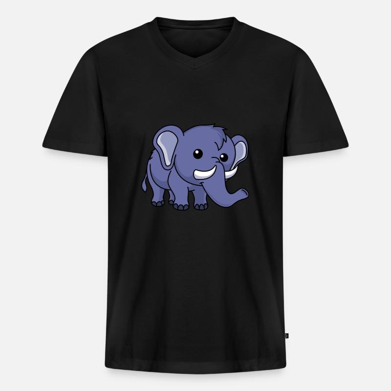 Mammut Comic Tier - Männer Premium Bio T-Shirt mit V-Ausschnitt - Schwarz