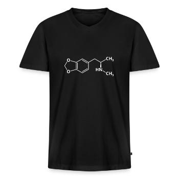 MDMA Molekül XTC Ectasy Formel Festival Molly EMMA - Männer Premium Bio T-Shirt mit V-Ausschnitt - Schwarz - Vorne - Nico (187cm)