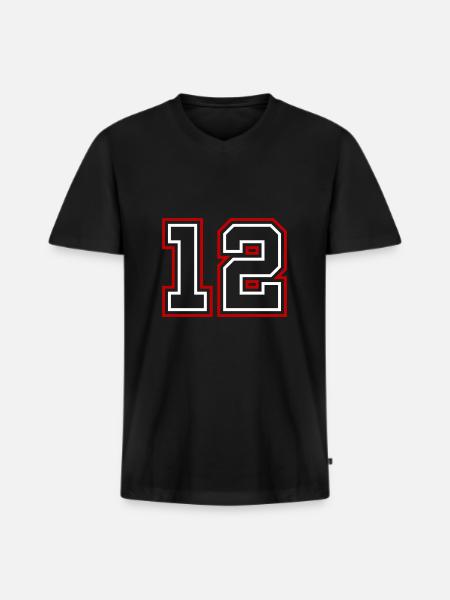 12 Zahl nummer - Männer Premium Bio T-Shirt mit V-Ausschnitt - Schwarz