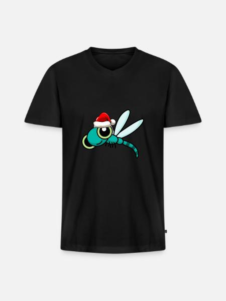 Libellule de Noël Libellule - T-shirt encolure en V Premium bio Homme - noir