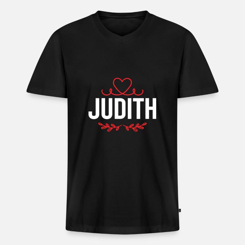 Judith - Männer Premium Bio T-Shirt mit V-Ausschnitt - Schwarz