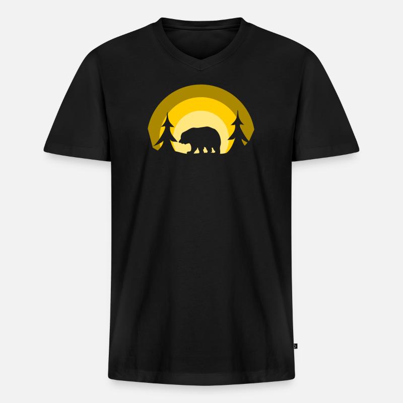 Bär im Wald - Männer Premium Bio T-Shirt mit V-Ausschnitt - Schwarz