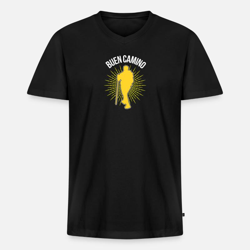 Jakobsweg - Männer Premium Bio T-Shirt mit V-Ausschnitt - Schwarz