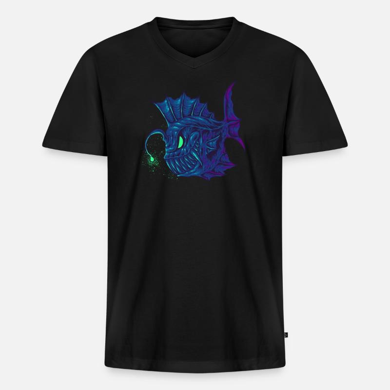 angler fish Dive Diver - Männer Premium Bio T-Shirt mit V-Ausschnitt - Schwarz