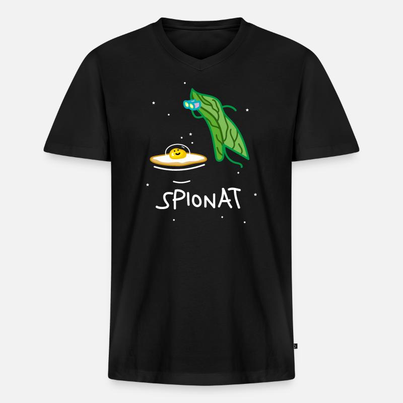 Spinat im Universum - Männer Premium Bio T-Shirt mit V-Ausschnitt - Schwarz