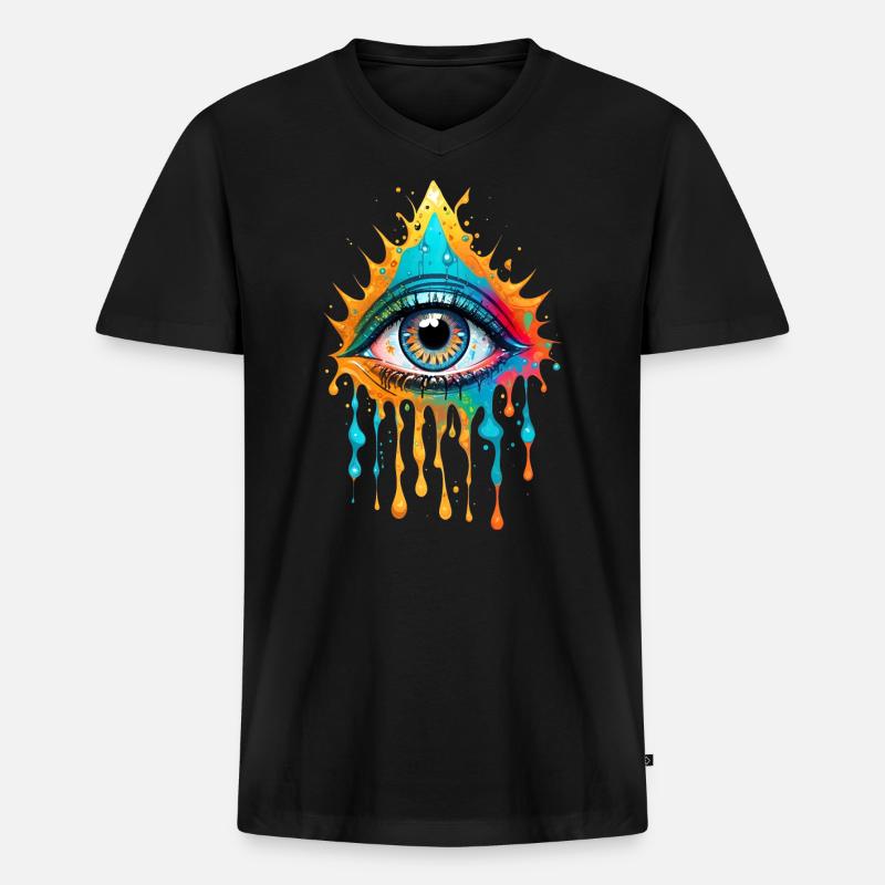 Paint Splash Eye Design - Männer Premium Bio T-Shirt mit V-Ausschnitt - Schwarz