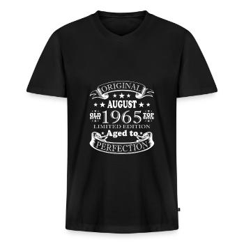 August 1965 Birthday August 1965 Vintage August - Men's Premium Organic T-shirt with V-neck - black - Front - Nico (187cm)