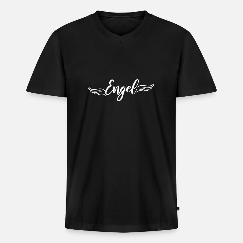 Engel - Männer Premium Bio T-Shirt mit V-Ausschnitt - Schwarz