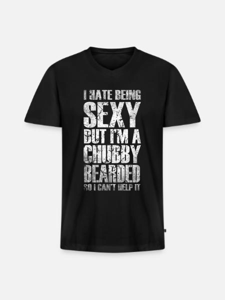 i hate being sexy but im chubby bearded - Men's Premium Organic T-shirt with V-neck - black
